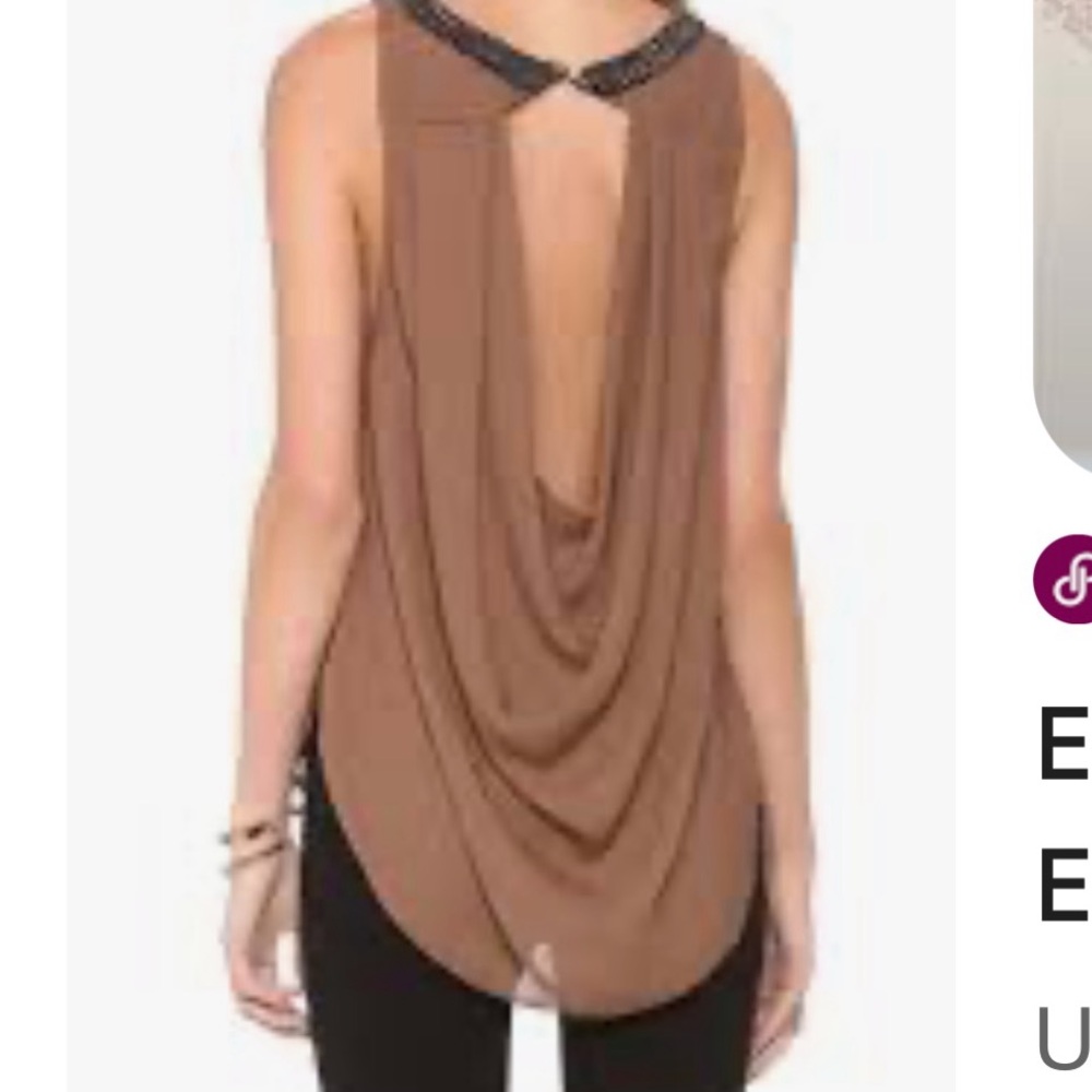 Haute Hippie Brown Draped Back Blouse